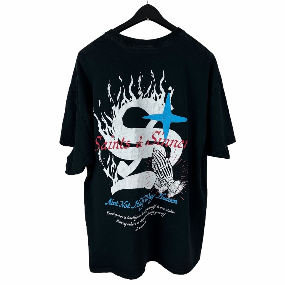 Mens Y2K Saints & Sinners Streetwear Double Sided Grunge Shirt Size 2XL